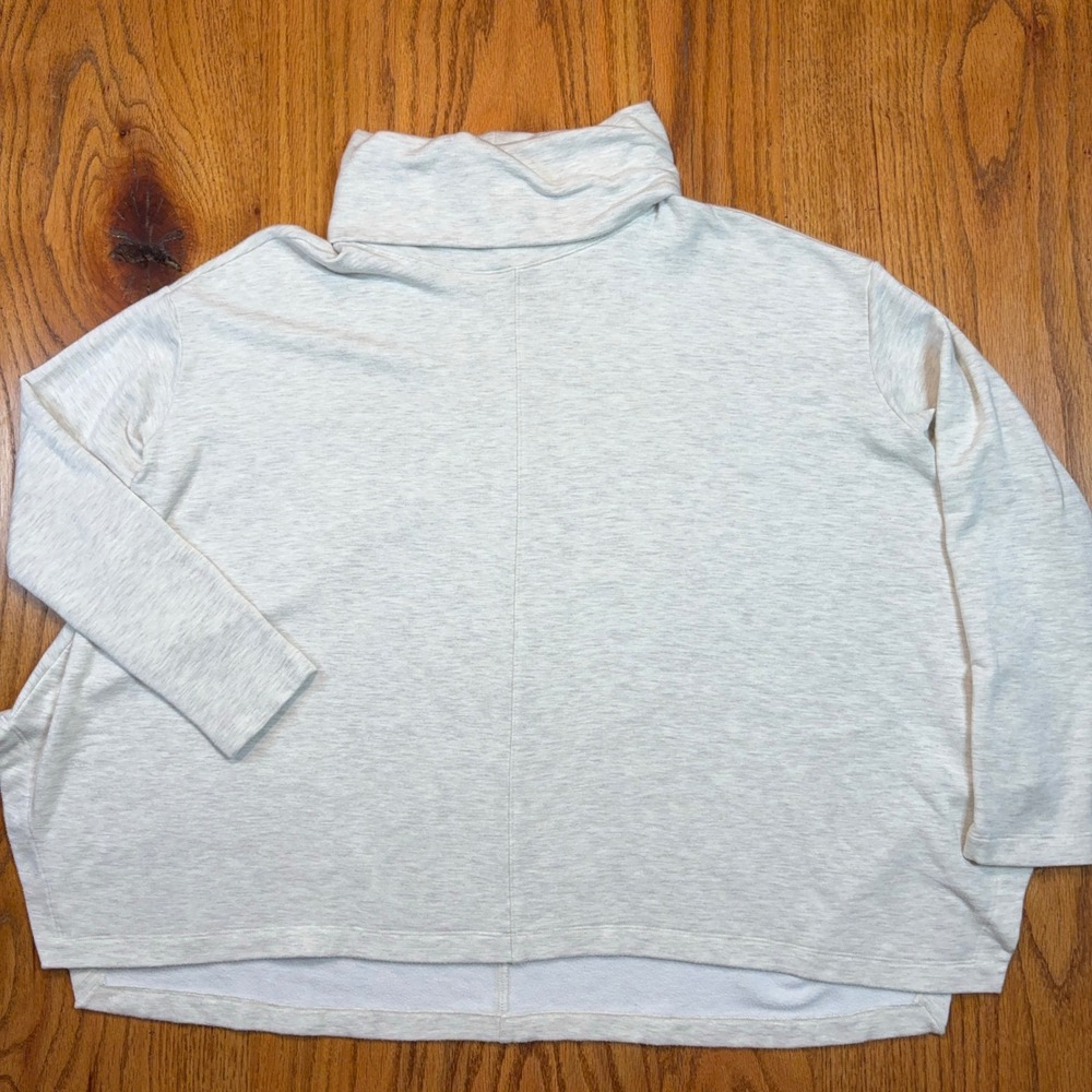 Athleta Etheral Brushed Funnel Neck Pullover Womens S Sweatshirt Oatmeal Modal